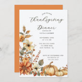 素朴なパンプキンの感謝祭の食事招待状 招待状 (正面/裏面)