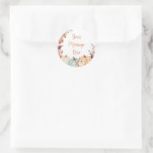 素朴なパンプキンフラワーメッセージここにステッカー ラウンドシール (バッグ)