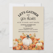 素朴なパンプキン Let's Gather 感謝祭 招待状 (正面)