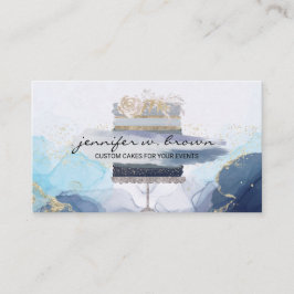 素朴なパン屋のケーキ エレガントな青い色合い 名刺