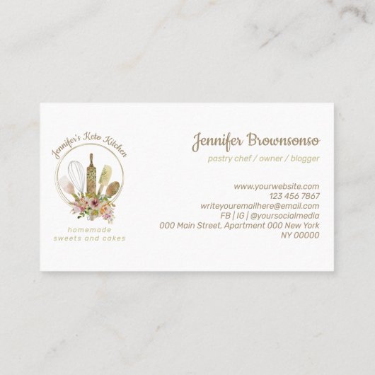 素朴なパン屋のロゴ ケト ヴィーガンシェフ 名刺 (裏面)