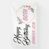 素朴なパーソナライズされたエレガントピンクの花の誕生日 横断幕 (縦)