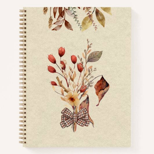 素朴なパーソナライズされたテクスエレガントチャ紅葉 ノートブック (正面)