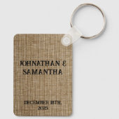 素朴なパーソナライズされたバ結婚ーラップ自然パターン キーホルダー (裏面)