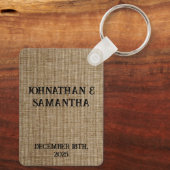 素朴なパーソナライズされたバ結婚ーラップ自然パターン キーホルダー (裏面)