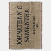 素朴なパーソナライズされたバ結婚ーラップ自然パターン スローブランケット (正面縦)