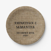 素朴なパーソナライズされたバ結婚ーラップ自然パターン ペーパープレート (正面)