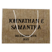 素朴なパーソナライズされたバ結婚ーラップ自然パターン ラージペーパーバッグ (裏面)