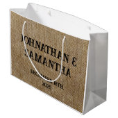 素朴なパーソナライズされたバ結婚ーラップ自然パターン ラージペーパーバッグ (裏面アングル)