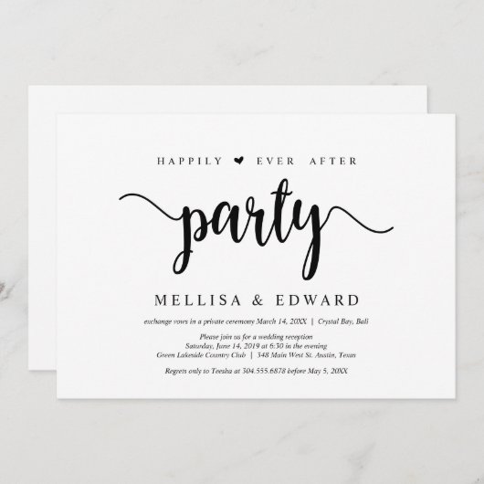 素朴なパーティーの後は幸結婚いにも駆け落ち 招待状 (正面/裏面)