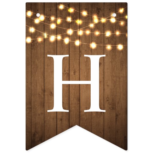 素朴なパーティーはフェイクな木製のお祝いをつけます バンティングフラッグ (第1の旗)