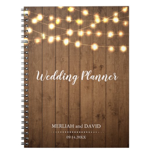 素朴なパーティーはフェイクな木製の板の結婚式をつけます ノートブック (正面)