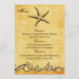 素朴なヒトデビーチ結婚式カード メニュー