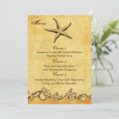素朴なヒトデビーチ結婚式カード メニュー (スタンド正面)