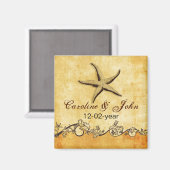 素朴なヒトデビーチ結婚式保存日 マグネット (正面/裏面)