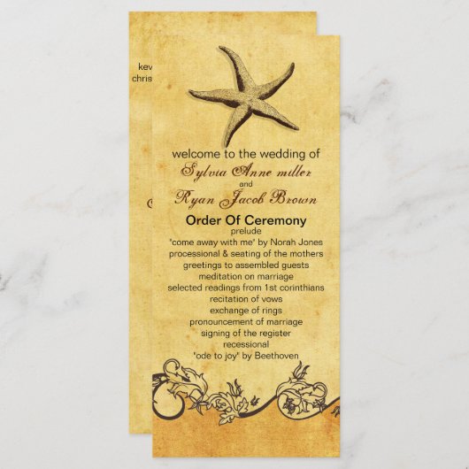 素朴なヒトデビーチ結婚式計画 プログラム (正面/裏面)