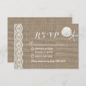 素朴なヒトデ及び砂ドルのビーチ結婚式RSVP 出欠カード (正面/裏面)