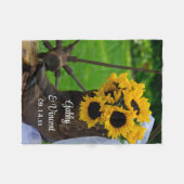 素朴なヒマワリおよびカウボーイ・ブーツの西部の結婚式 フリースブランケット (正面(横))