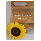 素朴なヒマワリおよびブライダルのベールの国の結婚式 クリップボード (正面)