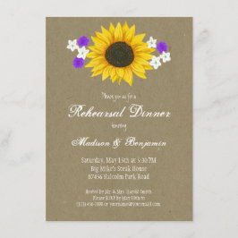 素朴なヒマワリのクラフトのリハーサルの夕食の招待 招待状