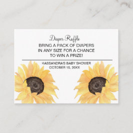 素朴なヒマワリのベビーシャワーのおむつのラッフル エンクロージャーカード