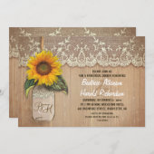 素朴なヒマワリのメイスンジャーのリハーサル 招待状 (正面/裏面)