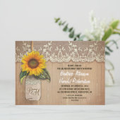 素朴なヒマワリのメイスンジャー婚約パーティ 招待状 (スタンド正面)