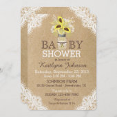 素朴なヒマワリのメーソンジャーのレースのクラフトのベビーシャワー 招待状 (正面/裏面)