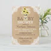 素朴なヒマワリのメーソンジャーのレースのクラフトのベビーシャワー 招待状 (スタンド正面)