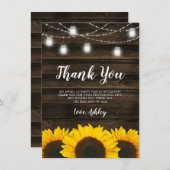 素朴なヒマワリのメーソンジャーは菓子16をつけます サンキューカード (正面/裏面)