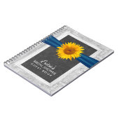 素朴なヒマワリのリボンのブライダルシャワーの来客名簿 ノートブック (左側)