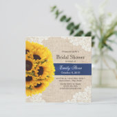 素朴なヒマワリのレース及びバーラップのブライダルシャワー 招待状 (スタンド正面)