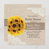 素朴なヒマワリのヴィンテージのレースのバーラップのブライダルシャワー 招待状 (正面/裏面)