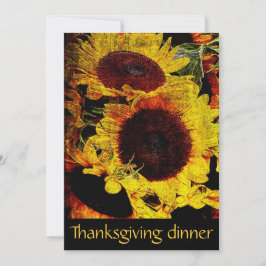 素朴なヒマワリの感謝祭のディナー・パーティ 招待状