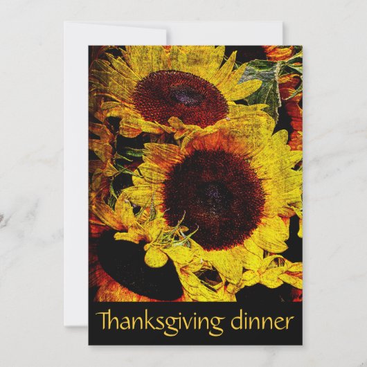 素朴なヒマワリの感謝祭のディナー・パーティ 招待状 (正面)