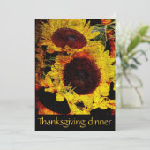 素朴なヒマワリの感謝祭のディナー・パーティ 招待状 (スタンド正面)