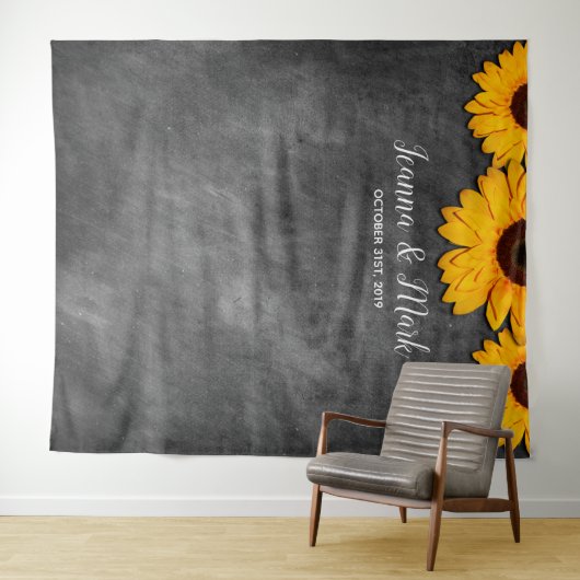 素朴なヒマワリの結婚式の写真ブースの背景幕 タペストリー (インサイチュ(横))