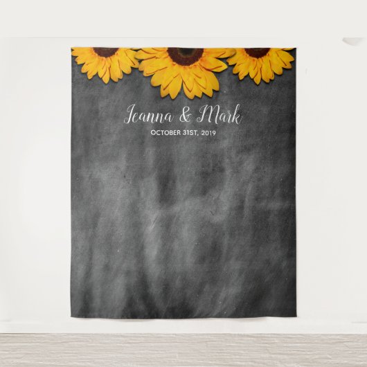 素朴なヒマワリの結婚式の写真ブースの背景幕 タペストリー (正面)