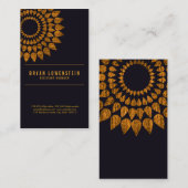 素朴なヒマワリの金ゴールドパターン黒 名刺 (正面/裏面)