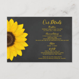 素朴なヒマワリの黒板の田舎結婚式 エンクロージャーカード