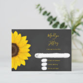 素朴なヒマワリの黒板の田舎結婚式 出欠カード (スタンド正面)