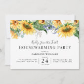 素朴なヒマワリフローラ引っ越し祝いパーティーパーティー 招待状 (正面)