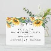 素朴なヒマワリフローラ引っ越し祝いパーティーパーティー 招待状 (スタンド正面)