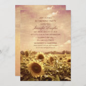 素朴なヒマワリ分野の花の退職パーティー 招待状 (正面/裏面)