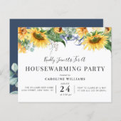 素朴なヒマワリ引っ越し祝いパーティーパーティの招待状 (正面/裏面)