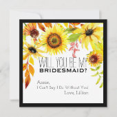 素朴なヒマワリ私の新婦付添人の秋です 招待状 (正面)