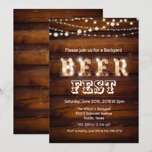 素朴なビアフェスト招待状 招待状 (正面/裏面)