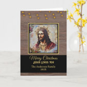 素朴なビンテージのイエス メリークリスマス カード (黄色い花)