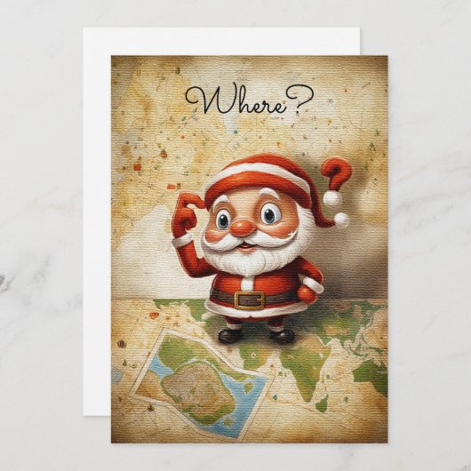 素朴なビンテージのユーモアあふれるサンタクロース シーズンカード (正面/裏面)