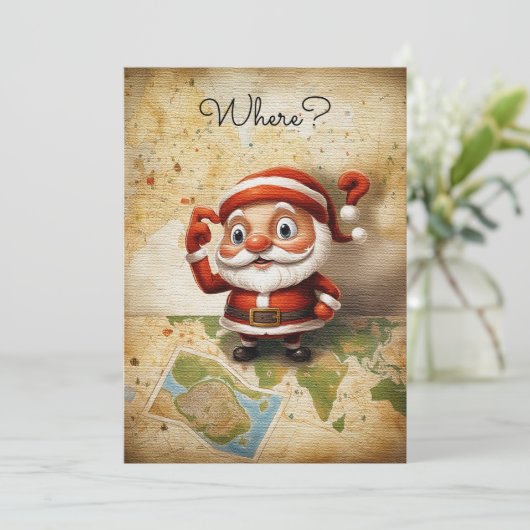 素朴なビンテージのユーモアあふれるサンタクロース シーズンカード (スタンド正面)